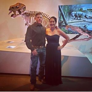 Blue strapless bridesmaid dress